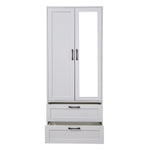2-door Wardrobe With Drawers & Mirror | One Size | White