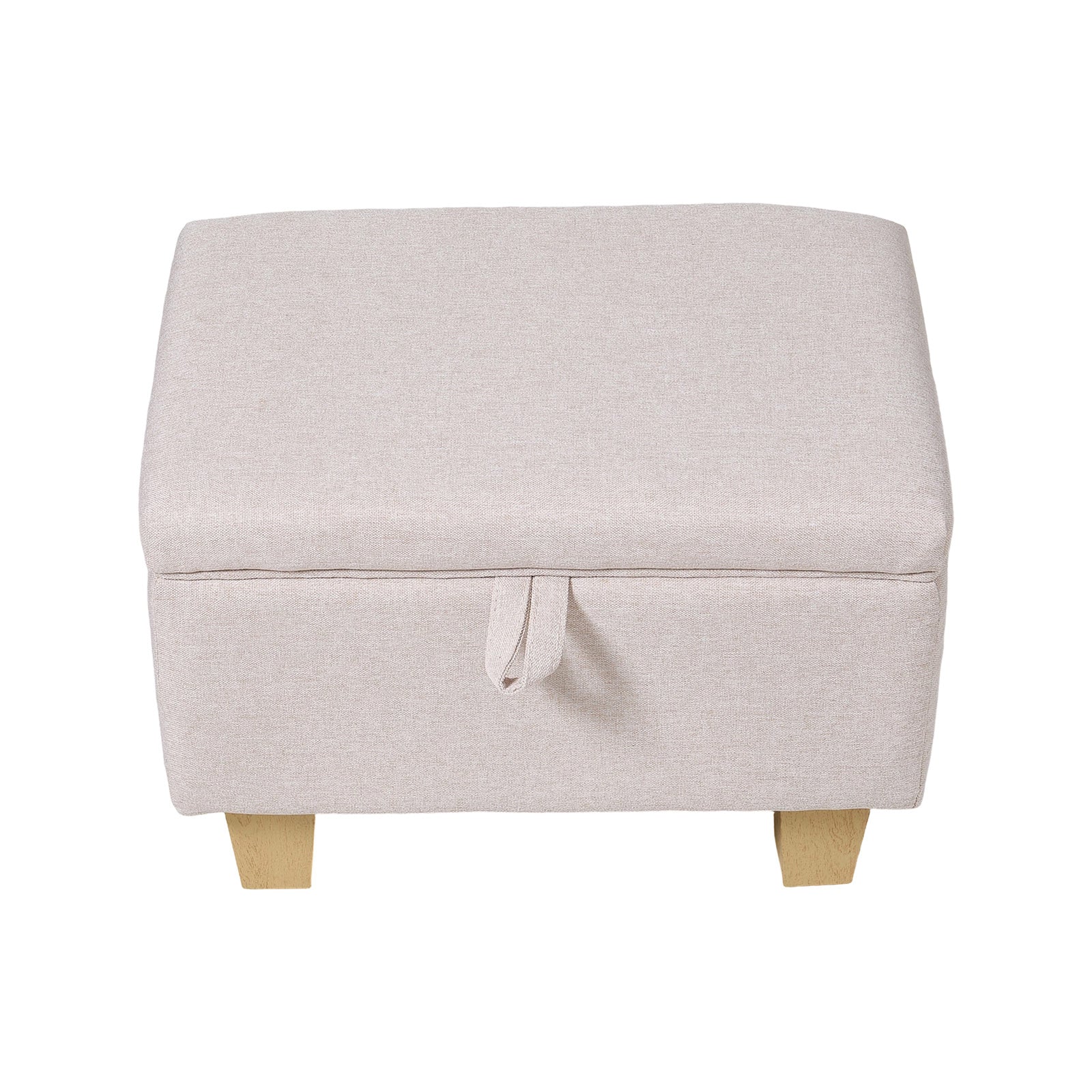 Linen Upholstered Storage Ottoman | Beige