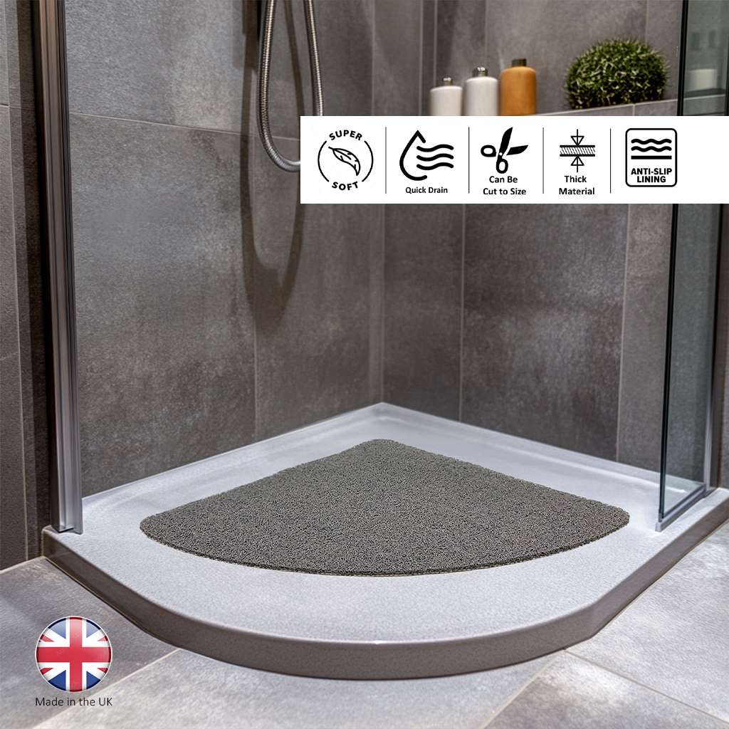 Spaghetti Anti Slip Quadrant Shower/Bath Mat | 60cm x 60cm | Grey