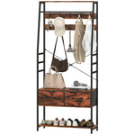 HOMCOM Coat Rack With Shoe Storage, Bench And 10 Hooks