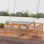 Wooden Rabbit Hutch Cage House W/ Mesh Wire Safety For Outdoor Garden