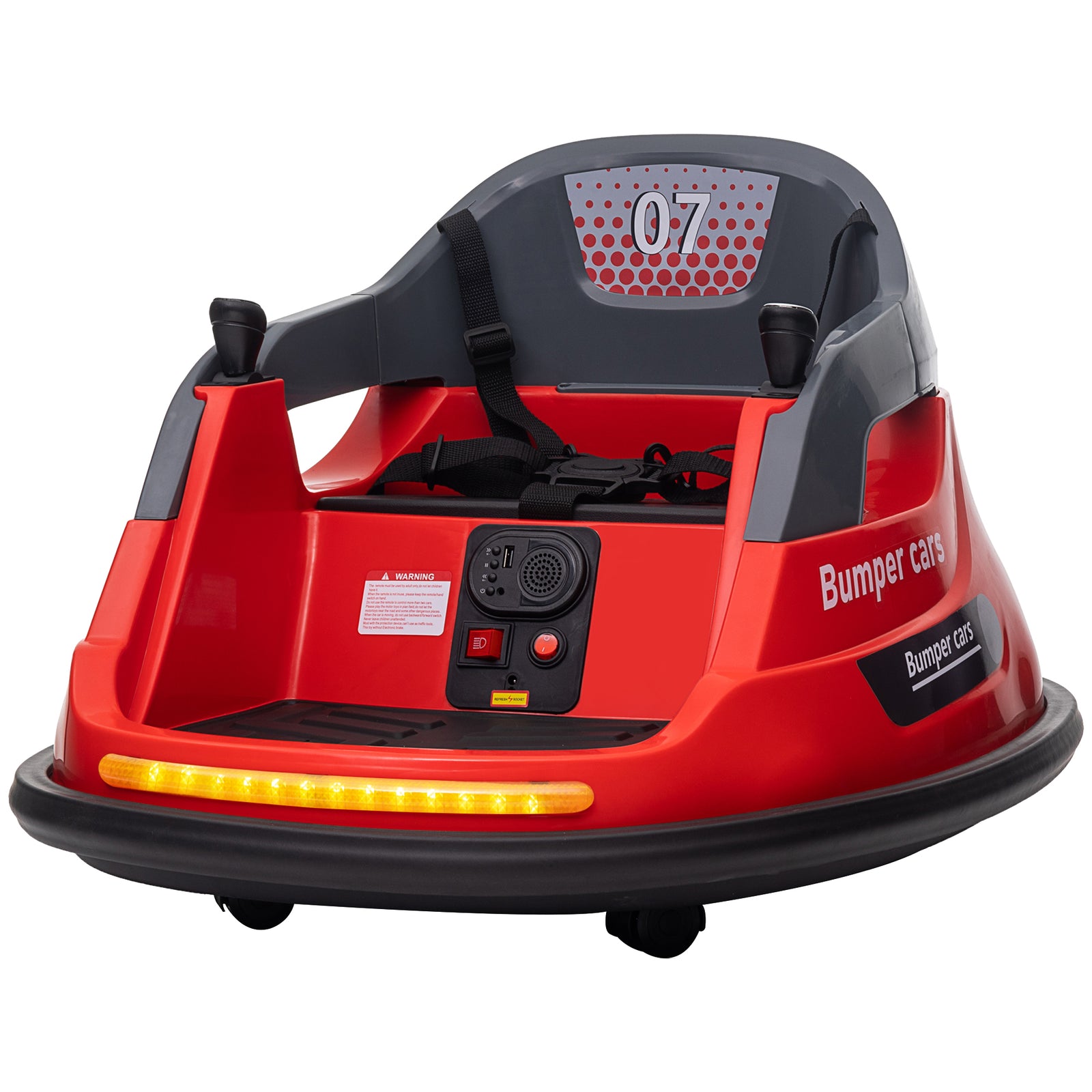Kids Bumper Car W/ 360-degree Rotation Spin, Lights, Music | Red