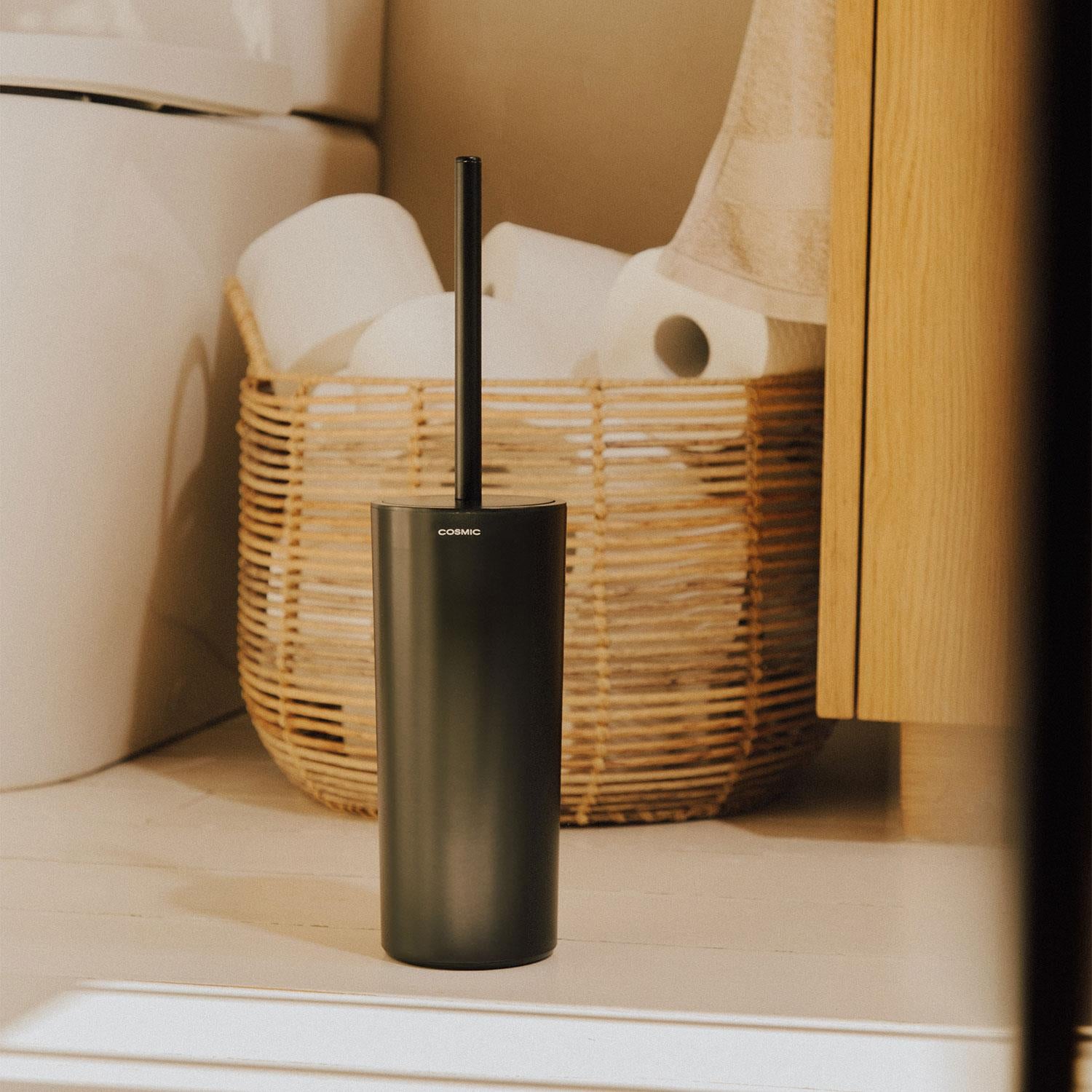 Toilet Brush W/holder Matt Black Free Standing Essentials Collection