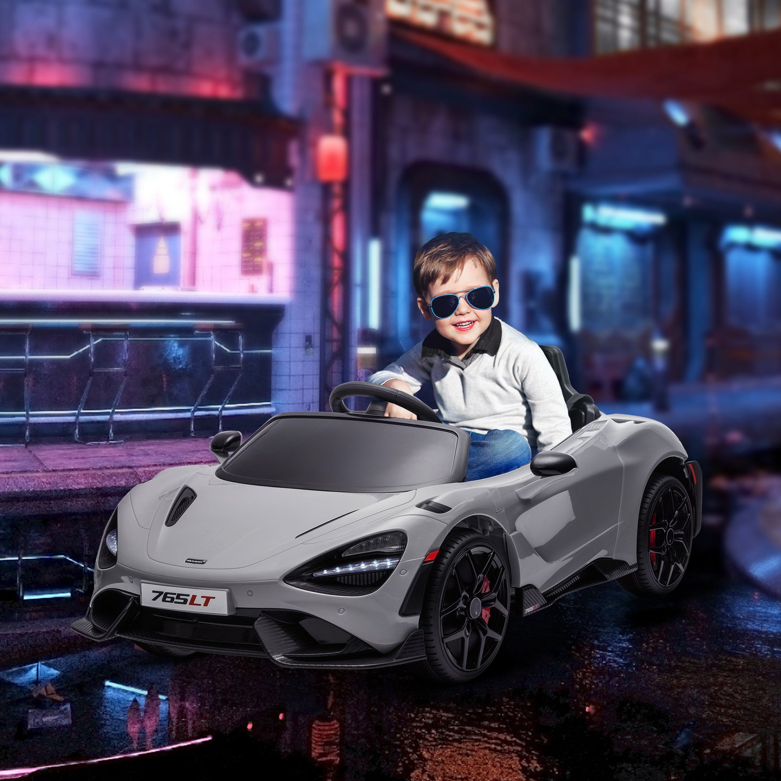 Mclaren 765lt Licensed 12v Kids Ride On Car W/ Mp3 Music | Grey