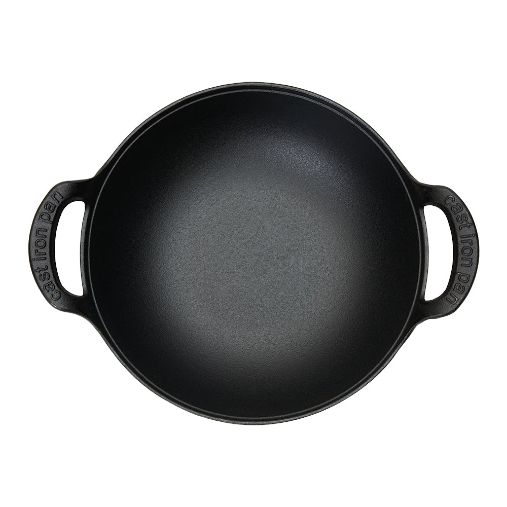 32cm/34cm/36cm Dia Cast Iron Wok With Dual Handles | Small