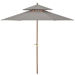 2.7m Double Tier Patio Umbrella Sunshade Parasol | Gray