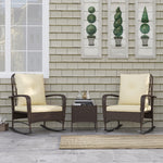 Rattan Bistro Set Balcony Furniture With Rocking Chairs | Brown