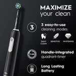 Pro Cross Action Electric Rechargeable Toothbrush With Travel Case, Black