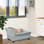 Pet Sofa Dog Chair Cat Couch W/ Storage, Cushion - Light Grey