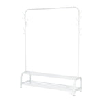 Livivo Clothes Rail Shoe Rack With 6 Hooks White Bedroom Storage Stand