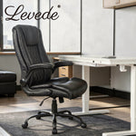Executive Office Chair Pu Leather Reclining Desk Chair Flip-up Armrests | Black
