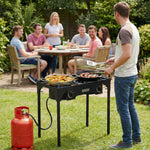 Outsunny 150,000 Btu Double Burner Camping Stove With Detachable Legs Black