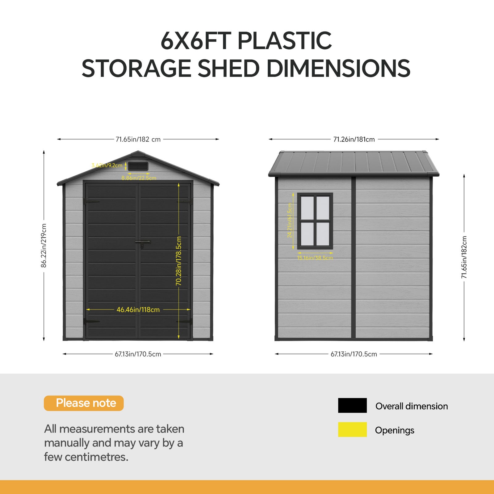 6x6 Ft Outdoor Garden Plastic Storage Shed | Black