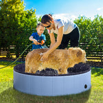 Pawhut Pet Paddling Pool Cat Dog Indoor/ Outdoor Foldable 120cm Diameter | Blue