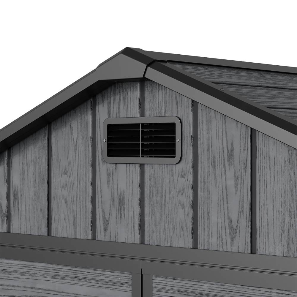 8x4ft Outdoor Apex Roof Storage Shed With Floor, Window,2 Vents & Double Lockable Doors,wood Grain Design