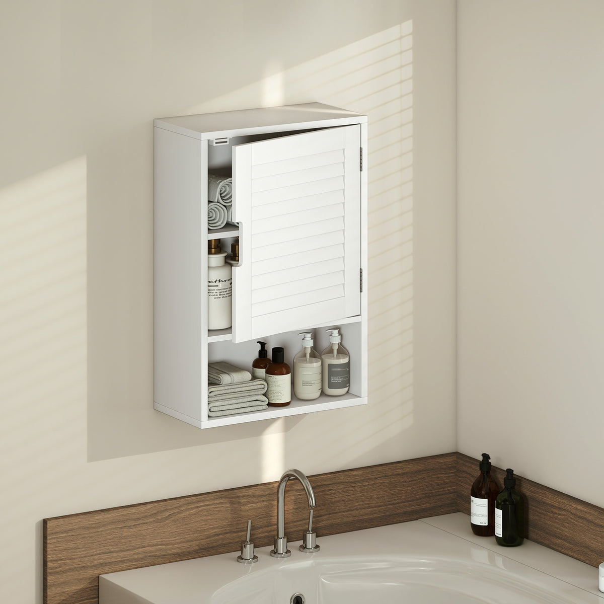 Bathroom Cabinet, Wall Mounted Cabinet With Adjustable Shelves | White