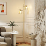 HOMCOM Standing Lamp With Adjustable Dual Head, Modern Floor Lamp, Gold Tone