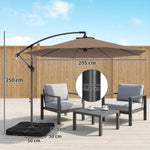 3(m) Banana Parasol Cantilever Umbrella Garden W/ Base Weights | Coffee
