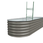 160/240/360cm W X 80cm D X 42cm H Outdoor Galvanized Steel Raised Garden Bed With Trellis | Medium | Mixed Grey
