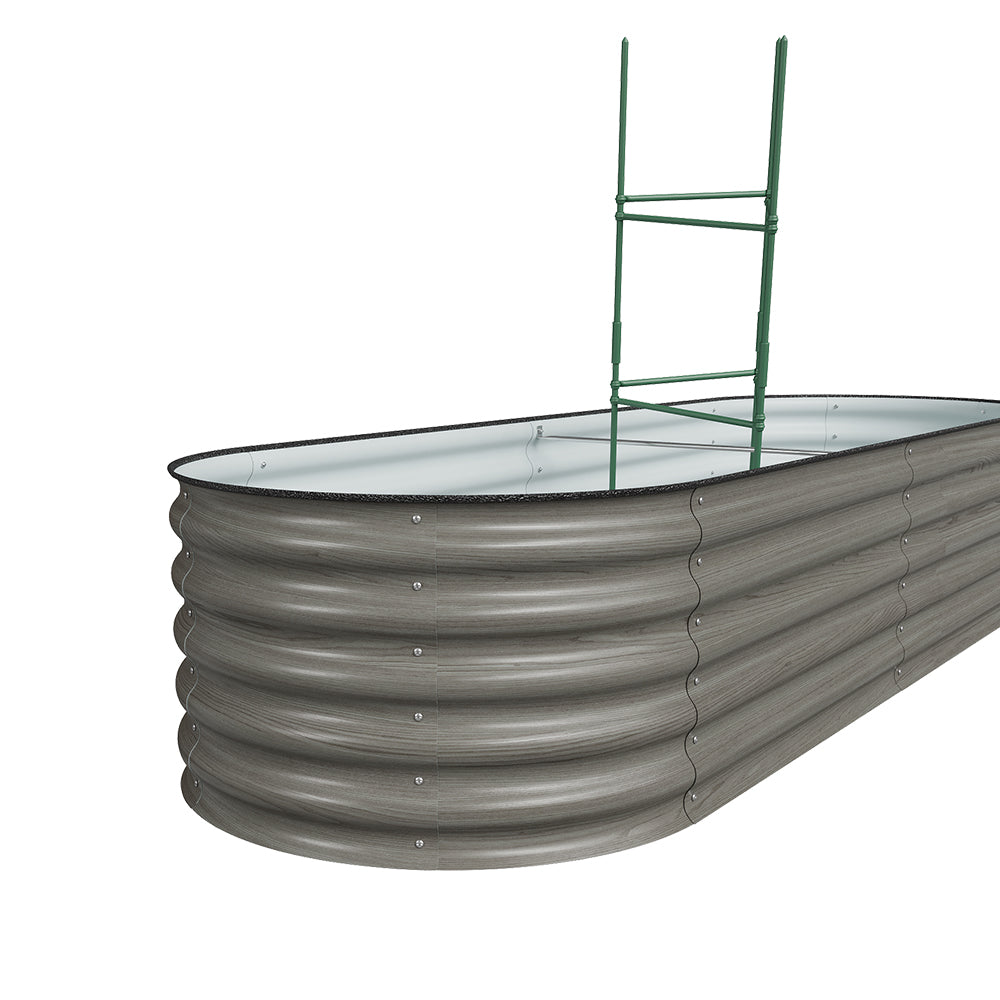 160/240/360cm W X 80cm D X 42cm H Outdoor Galvanized Steel Raised Garden Bed With Trellis | Medium | Mixed Grey