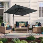 Square Cantilever Parasol With Solar-powered Led Lights | One Size | Dark Grey