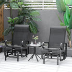 3 Pcs Rocking Chair Gliding Chair Set W/ Table For Patio | Black