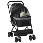 Pet Stroller Dog Foldable Travel Carriage With Reversible Handle | Black