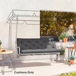 Garden Bench Cushion, Seat Pad With Ties, Black | Black