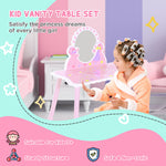 Make Up Play Set Desk Chair Mirror Girls Pink Dressing Table With Stool Mdf Pink