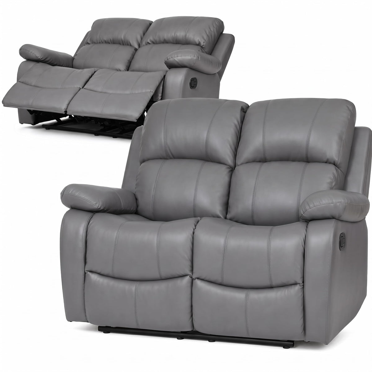 Manual Recliner Sofa 2 Seater Faux Leather | Grey