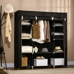 Fabric Wardrobe With 10 Shelves 1 Hanging Rail Foldable