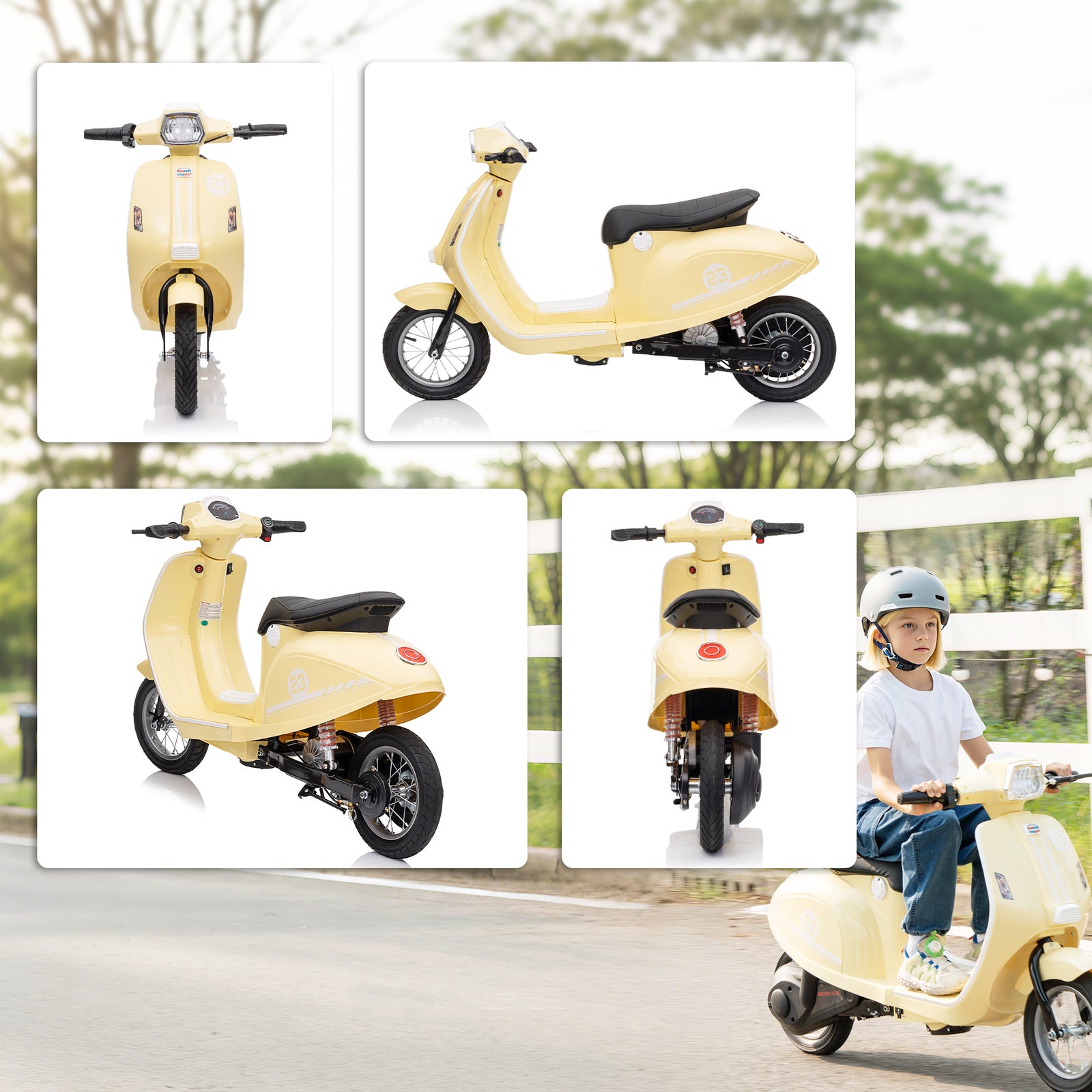 24v Battery Powered Ride On Motorcycle With Manual Throttle | Beige