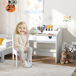 Children Study Table And Chair W/ Storage, Pull-out Drawer | Grey