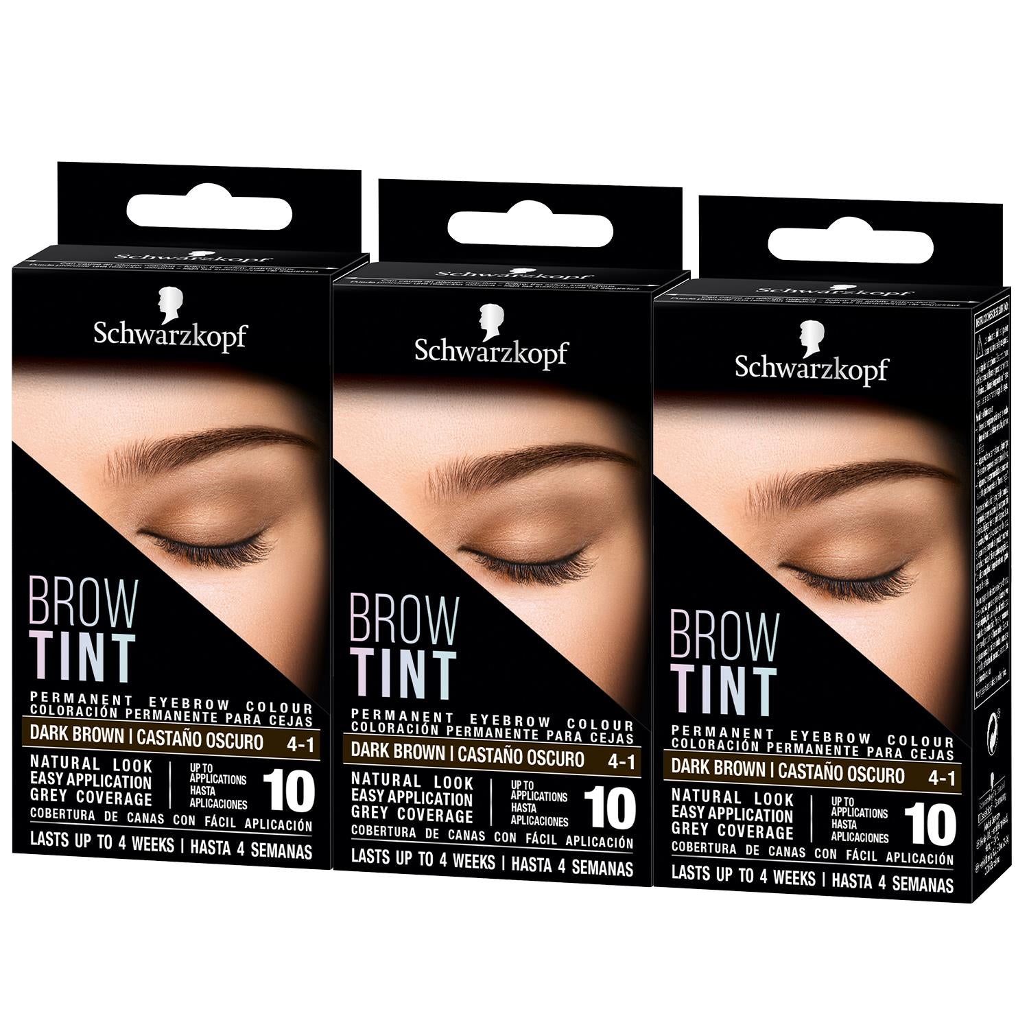 Tint Professional Permanent Eyebrow Dye Tinting Kit Dark Brown 3pk