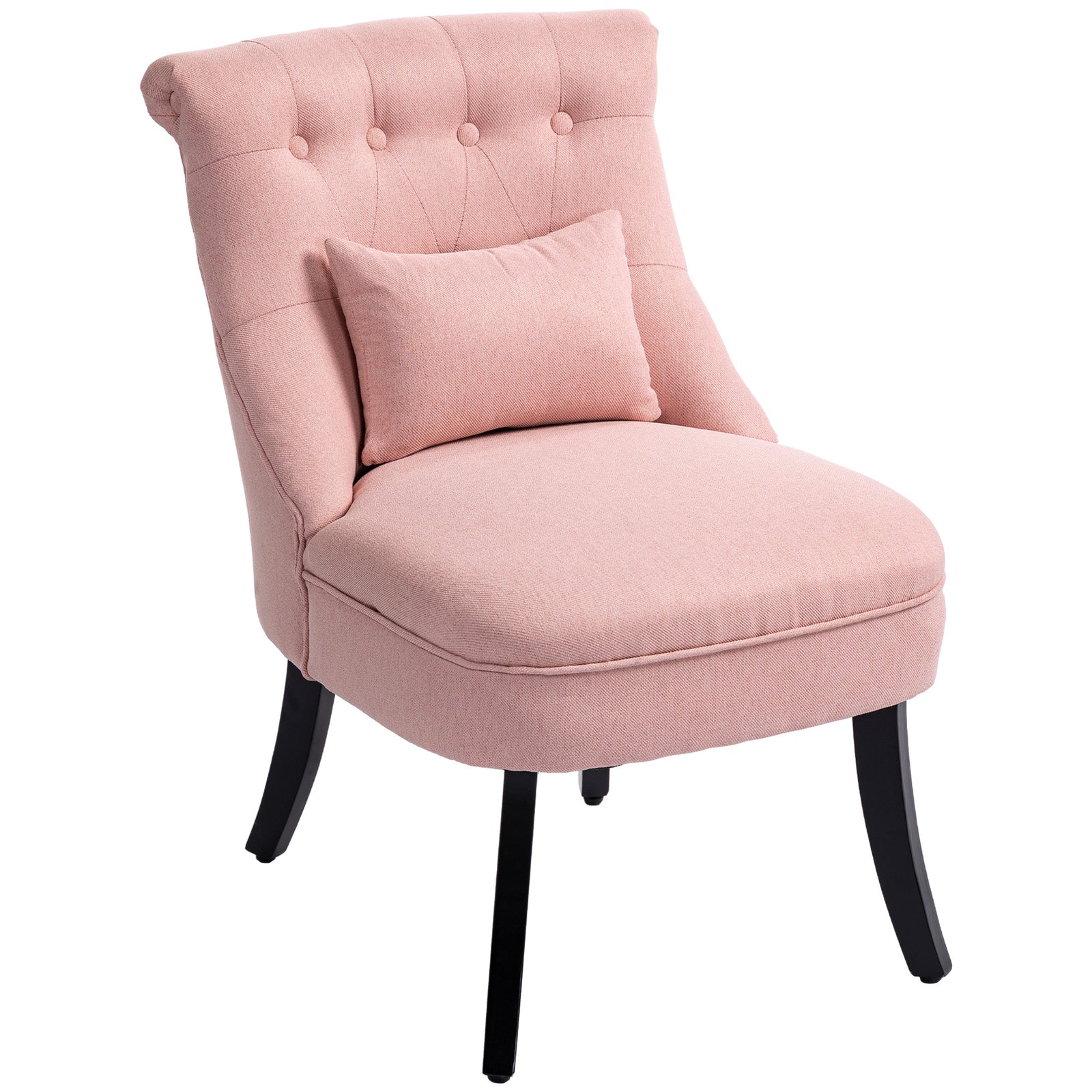 Fabric Single Sofa Armchair Upholstered Pillow Wood Leg | One Size | Pink