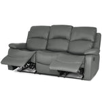 Bonded Leather Recliner Sofa - 3 Seater | Grey