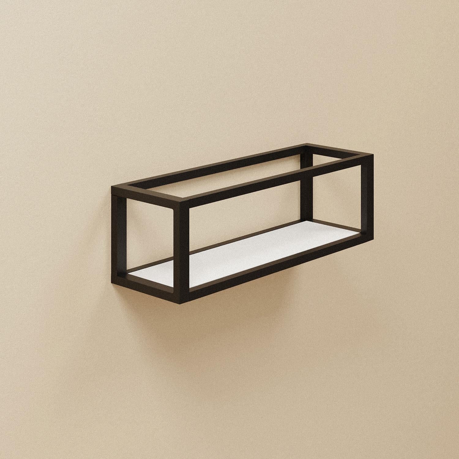 Shelf With Towel Rail, Black Matt, Wall-mounted 35 Cm Collection The Grid