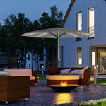 2.65m Parasol W/ Solar Led Lights & Crank Handle | Charcoal Gray
