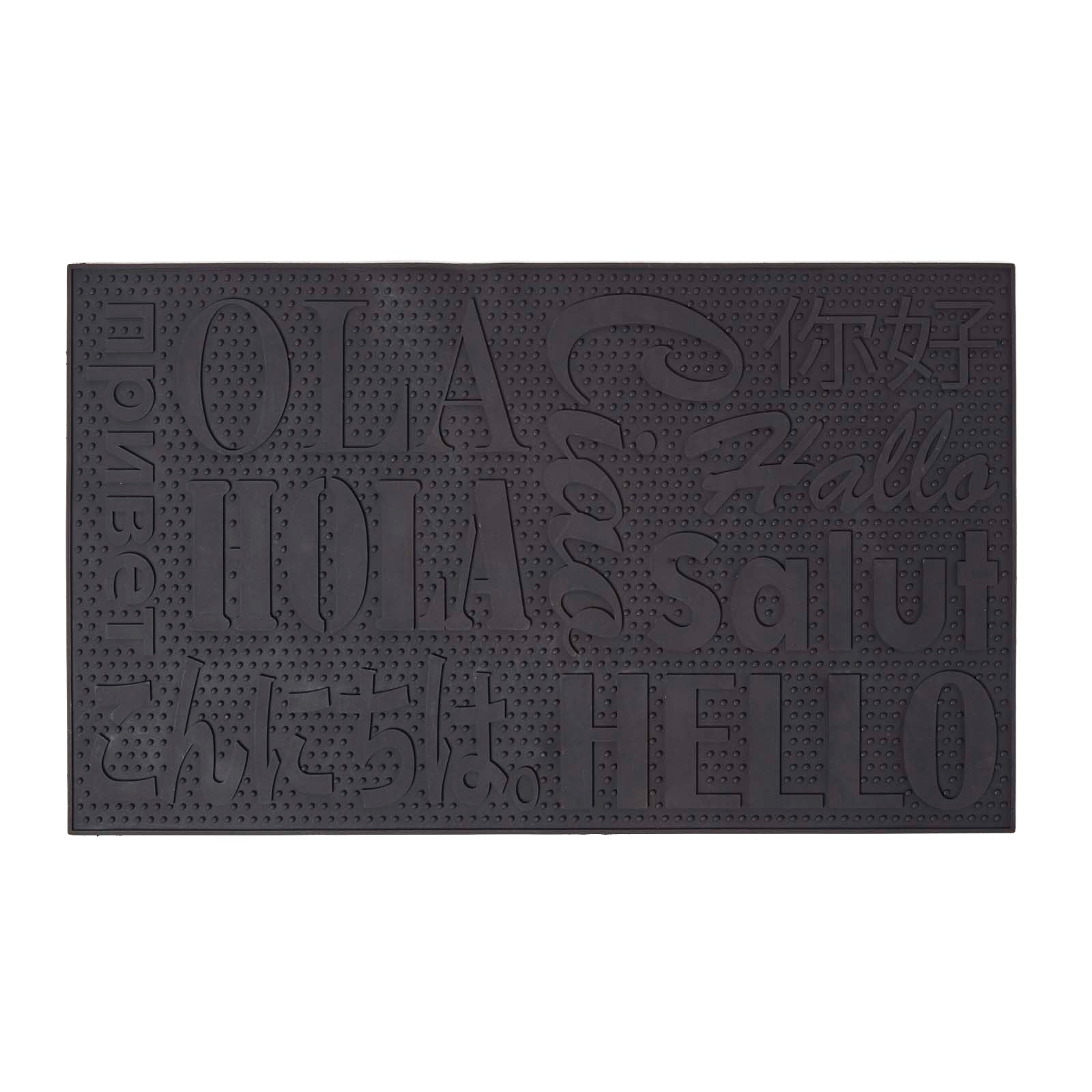 HOMESCAPES Black Pvc Welcome Door Mat