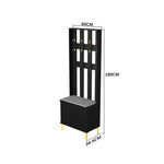 Coat Rack Stand With Shoe Storage Bench 2 Tier Clothes Hat Hanger 8 Hooks | Black