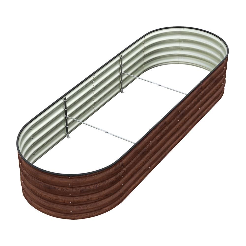 160/240cm W X 80cm D X 42cm H Green Raised Garden Bed With Safety Edging & Ground Stakes Oval-shaped Galvanised Steel Raised Garden Bed | Large | Brown