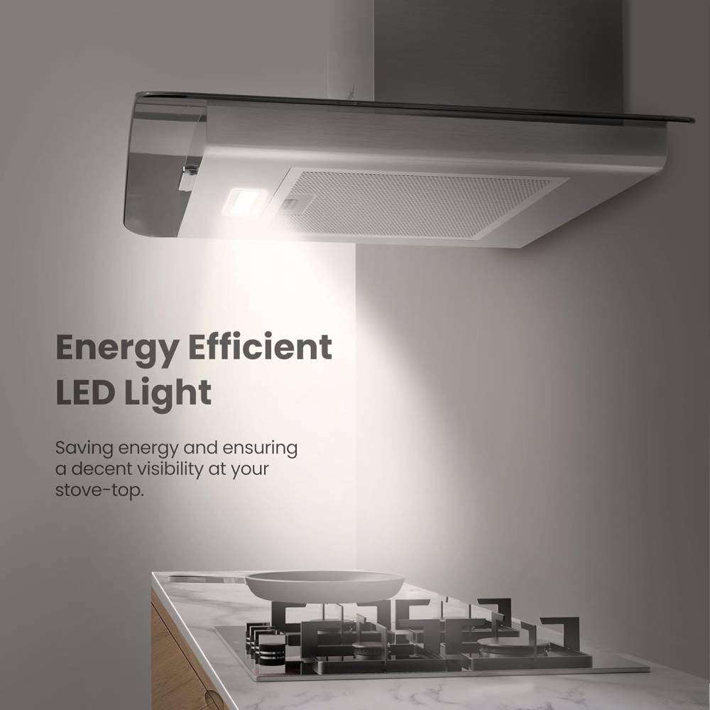 60cm Chimney Cooker Range Hood Kitchen Extractor With 3-speed Modes | Silver