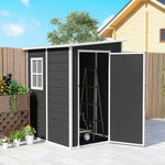 Lean To Garden Shed, Plastic Tool Storage House W/ Lockable Door | Black