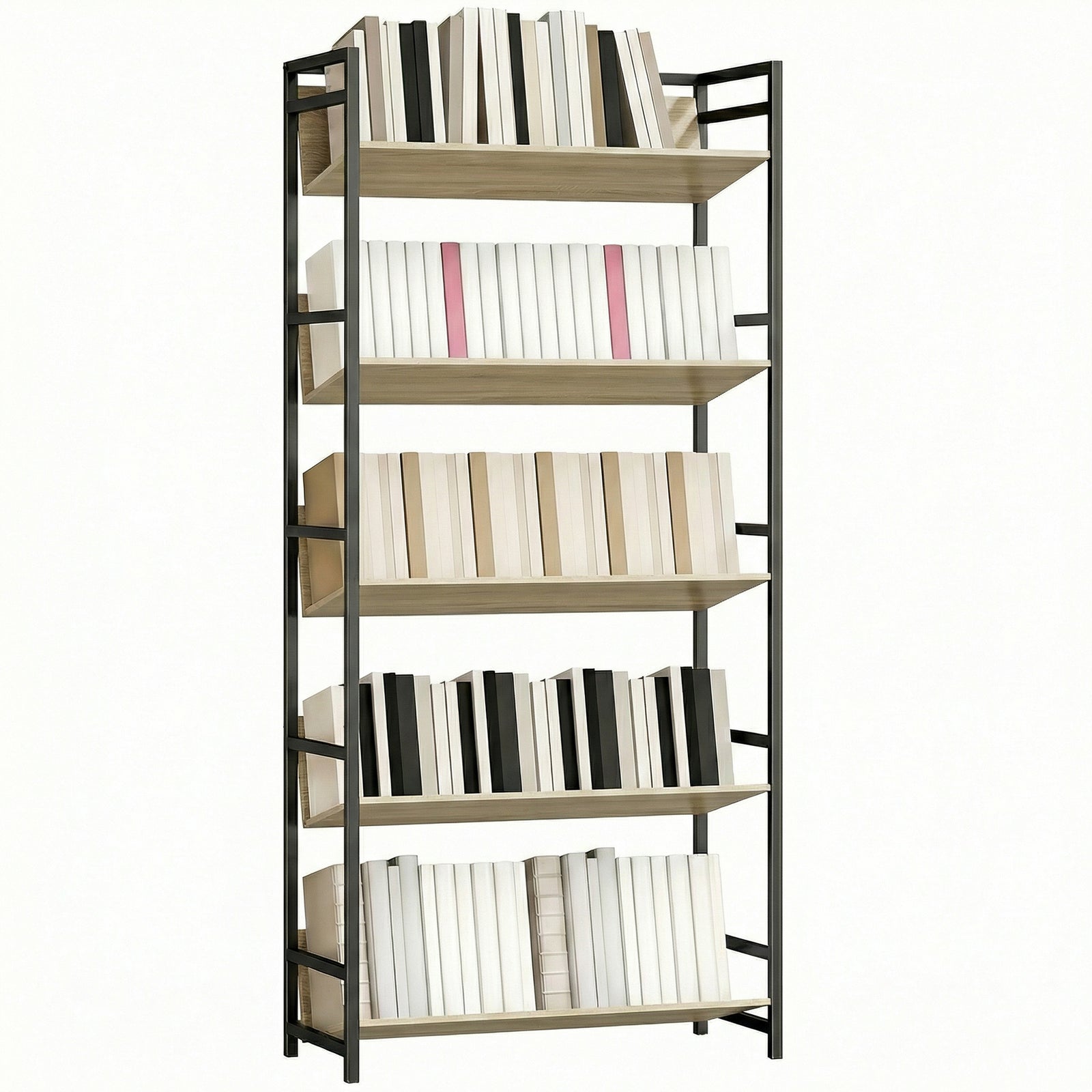 Bookcase Anti-slip Design 5-tier | Oak