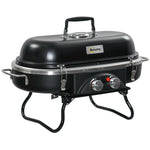 Foldable Bbq Grill, 2 Burner, Table Top | Black