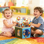 AIYAPLAY Wooden Activity Cube For Toddlers 18+ Months With Bead Maze