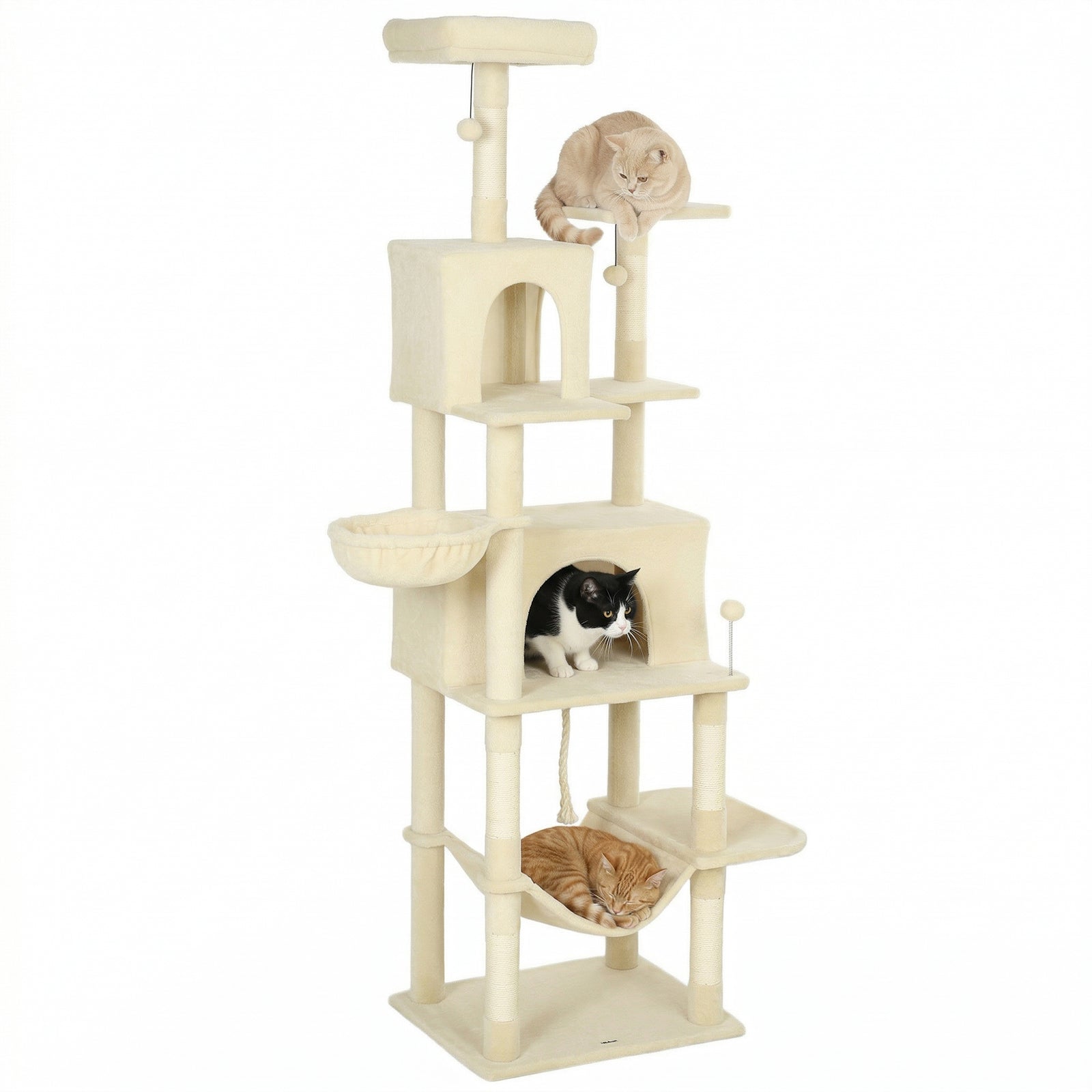 PawHut Cat Tree, 202cm Cat Tower With Condos, Hammocks, Perches