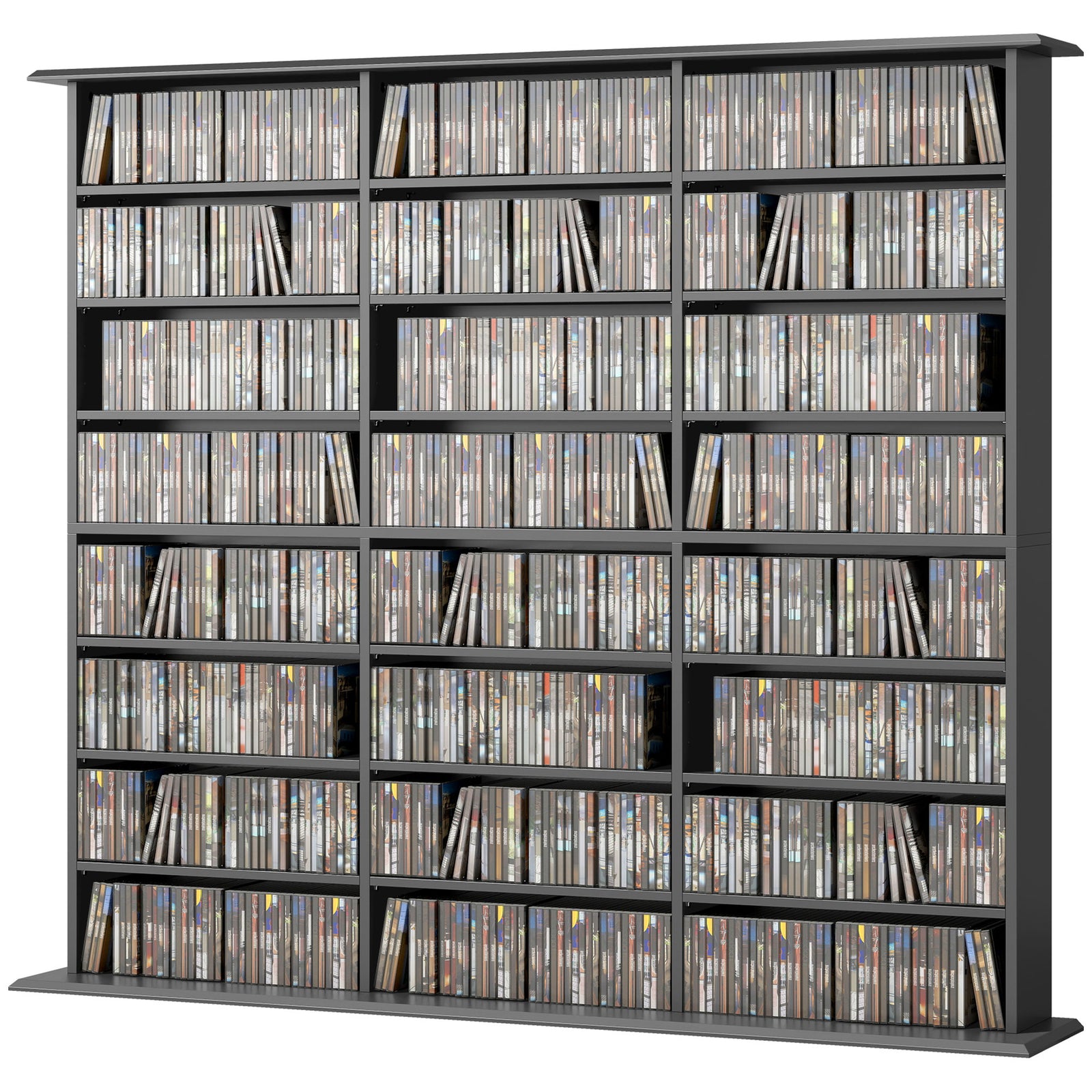 Dvd Storage Unit, Media Storage Shelf With 24 Compartments | Black