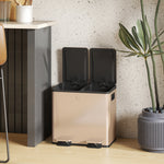 2 X 15l Dual Kitchen Bin Pedal Bin For Recycling And Waste | Gold