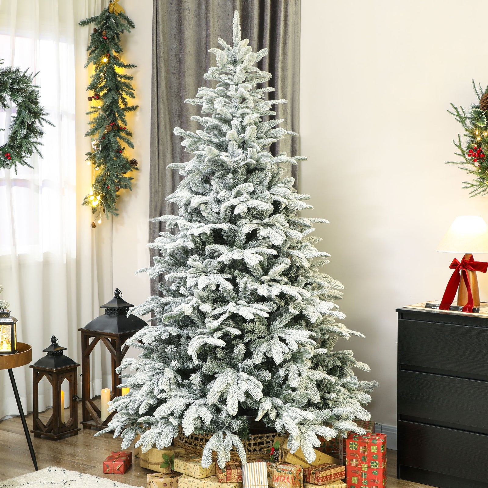 Artificial Christmas Tree, Hinged Xmas Tree | 7ft | Green